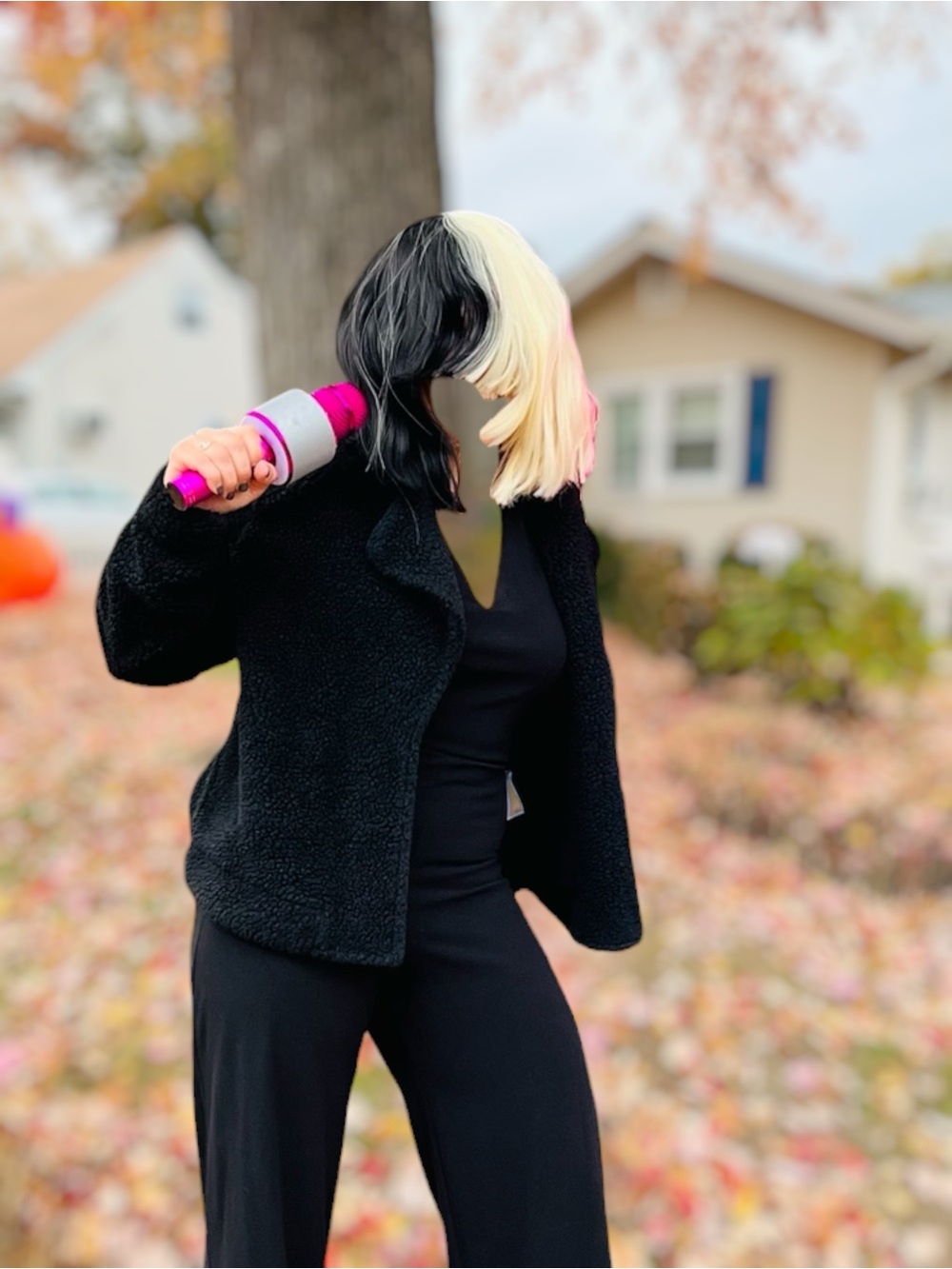 Blonde and Black Wig (part of Sia ) Halloween Costume